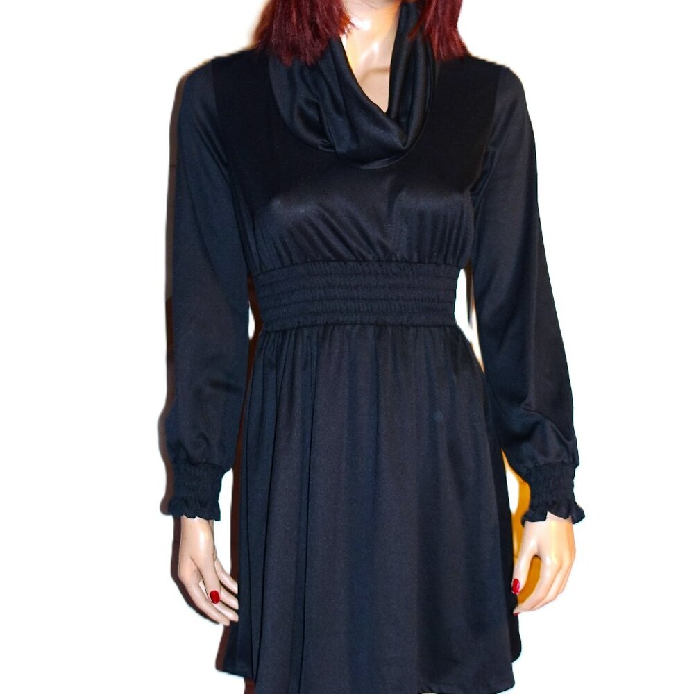 Vintage Nancy G Black Cowl Neck Dress XS